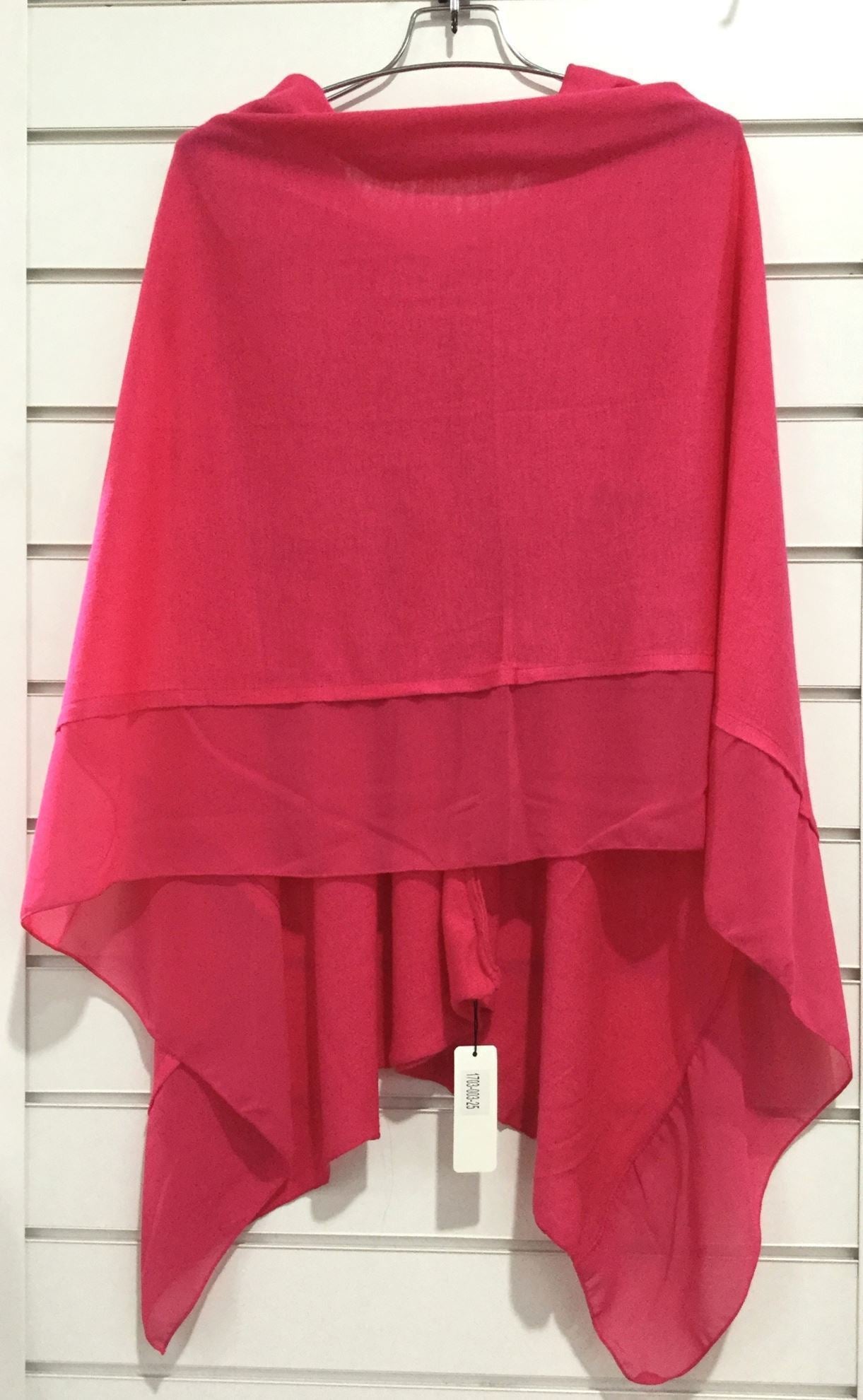 Hot Pink - Fuchsia Layered Chiffon Poncho Shawl