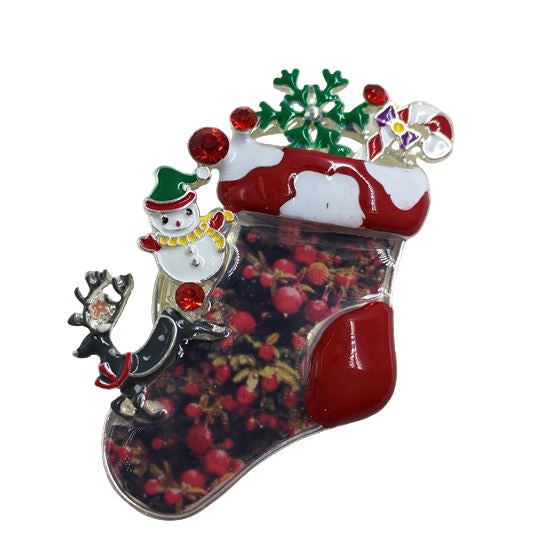 Red Christmas Stocking Magnetic Brooch