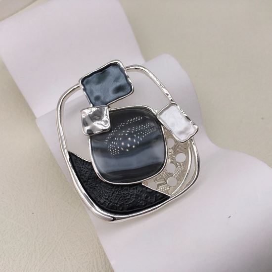 Abstract Square Black Magnetic Brooch