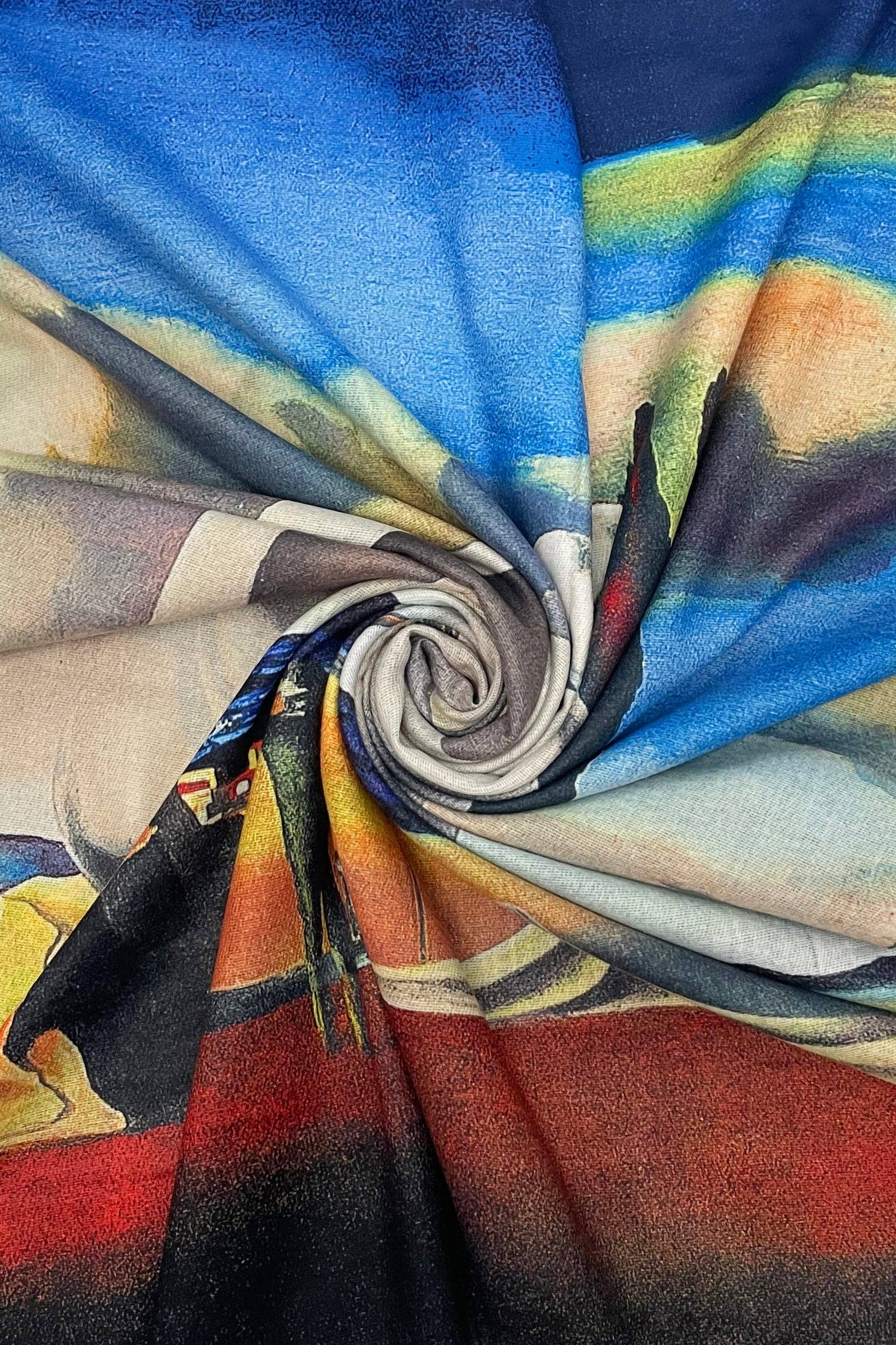 Dali The Persistence Of Memory Art Print Reversible Wool Frayed Scarf: Multi