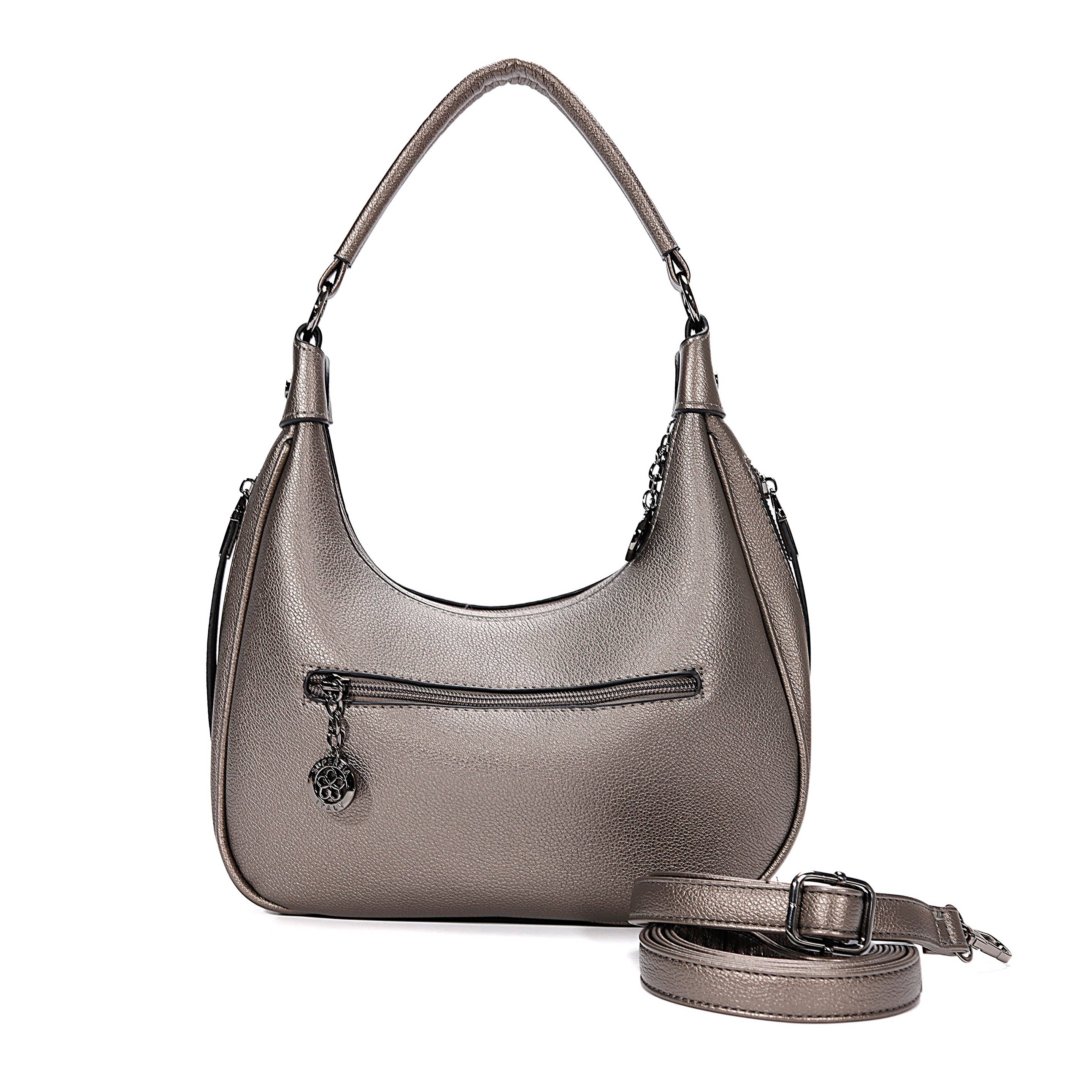Textured Hobo Shoulder Bag - Black