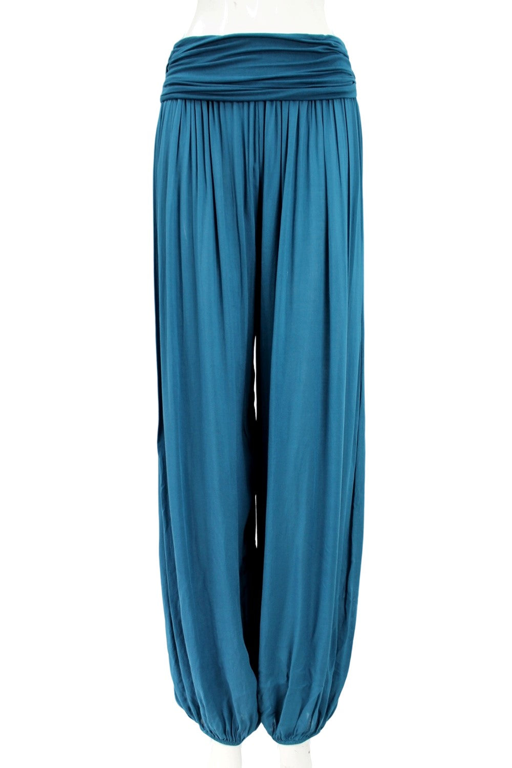 Petrol Blue Lightweight Harem Trousers