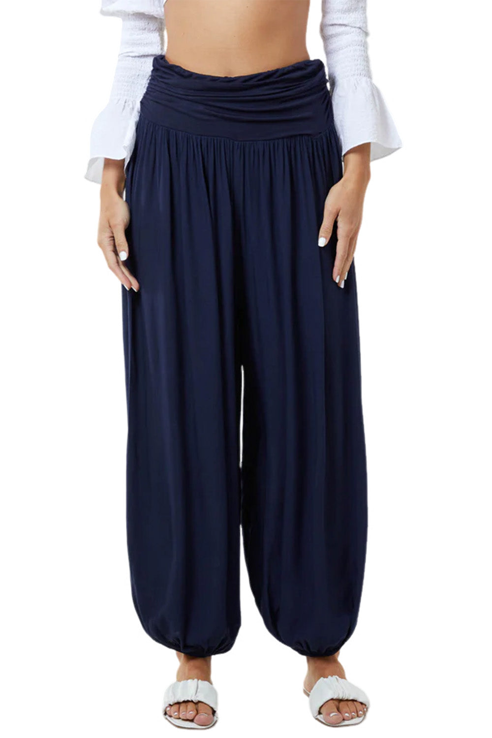 Navy Blue Plain Harem Trousers