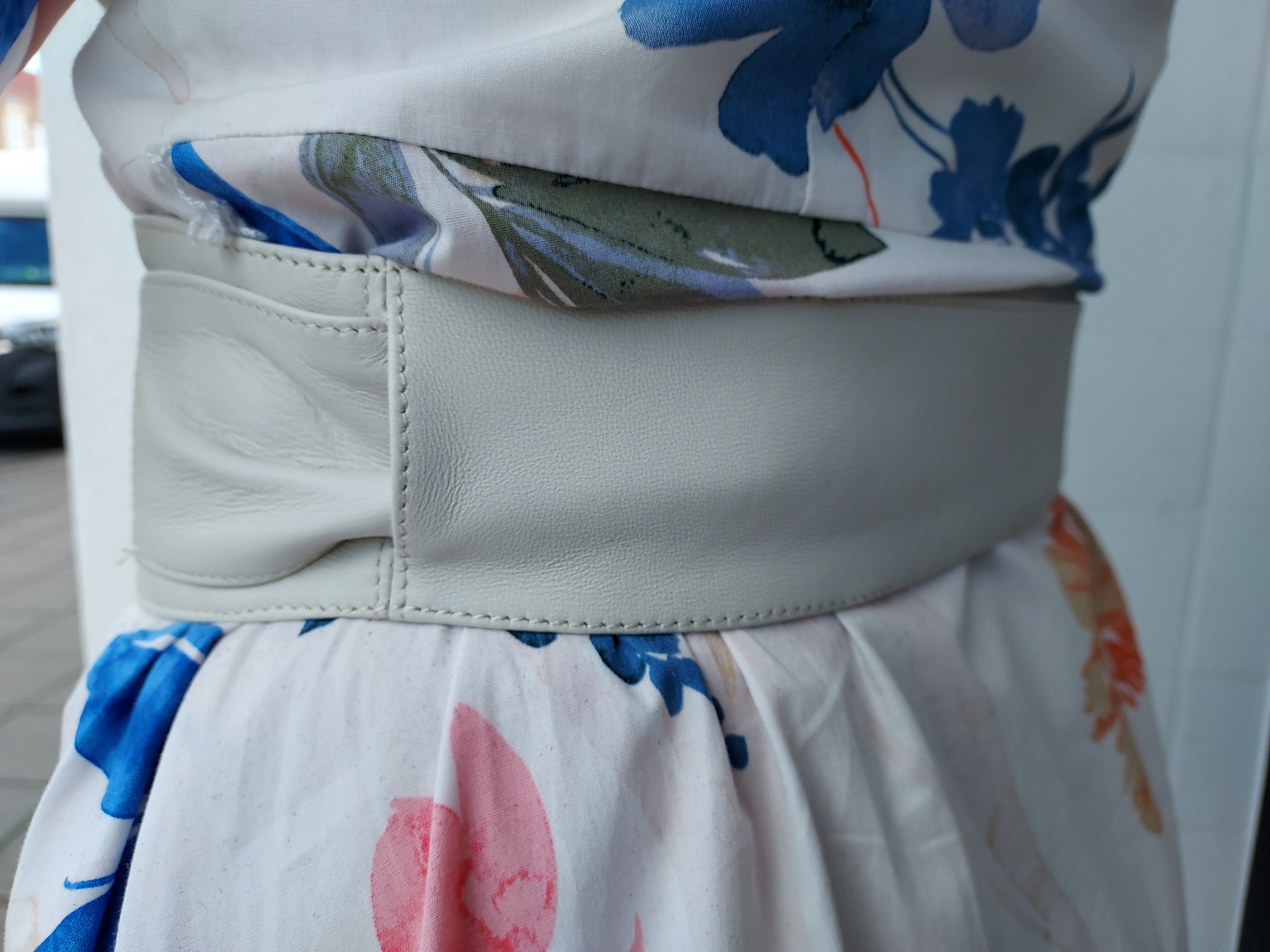 White Leather Obi Belt