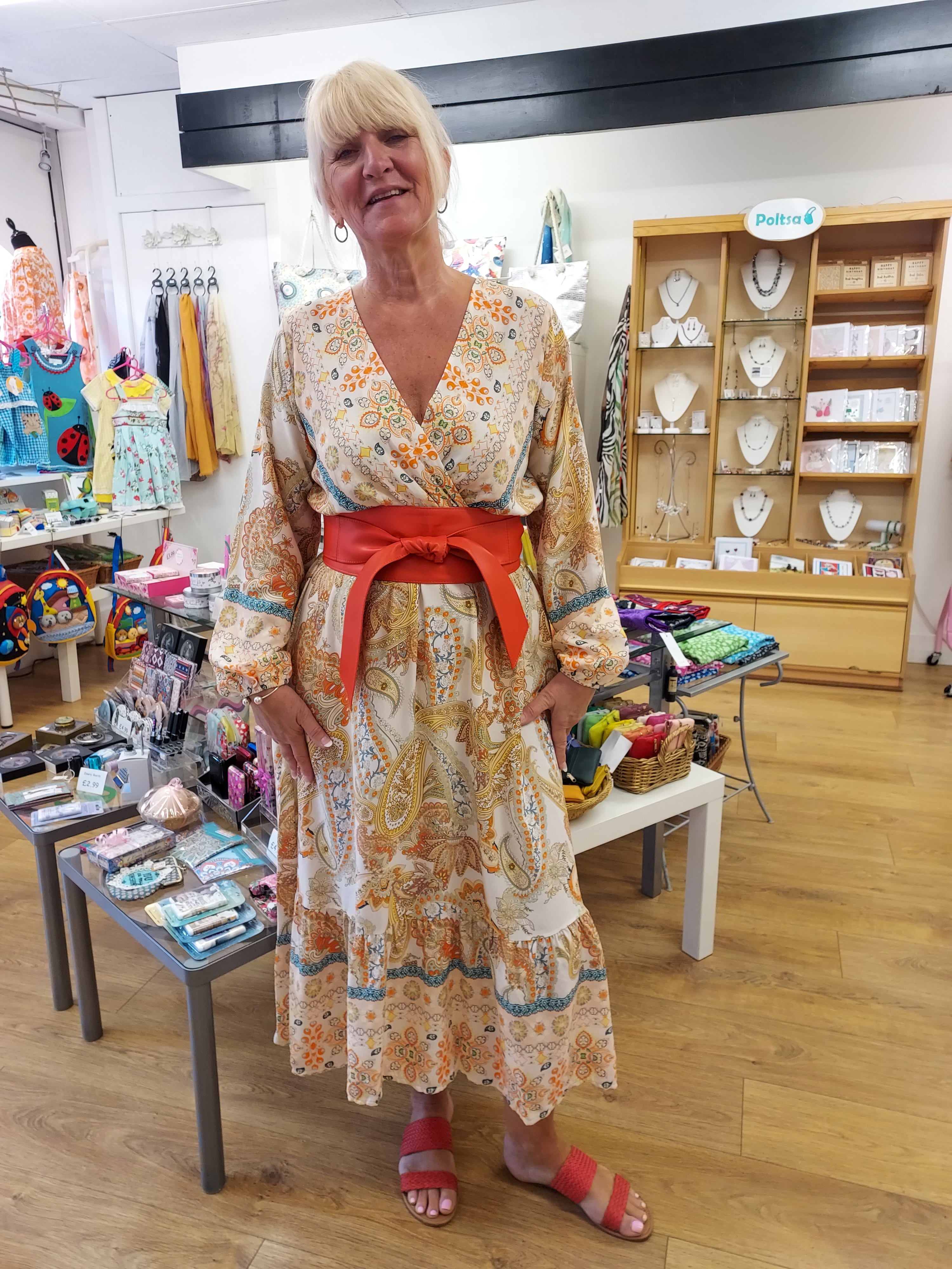 Orange Leather Obi Belt