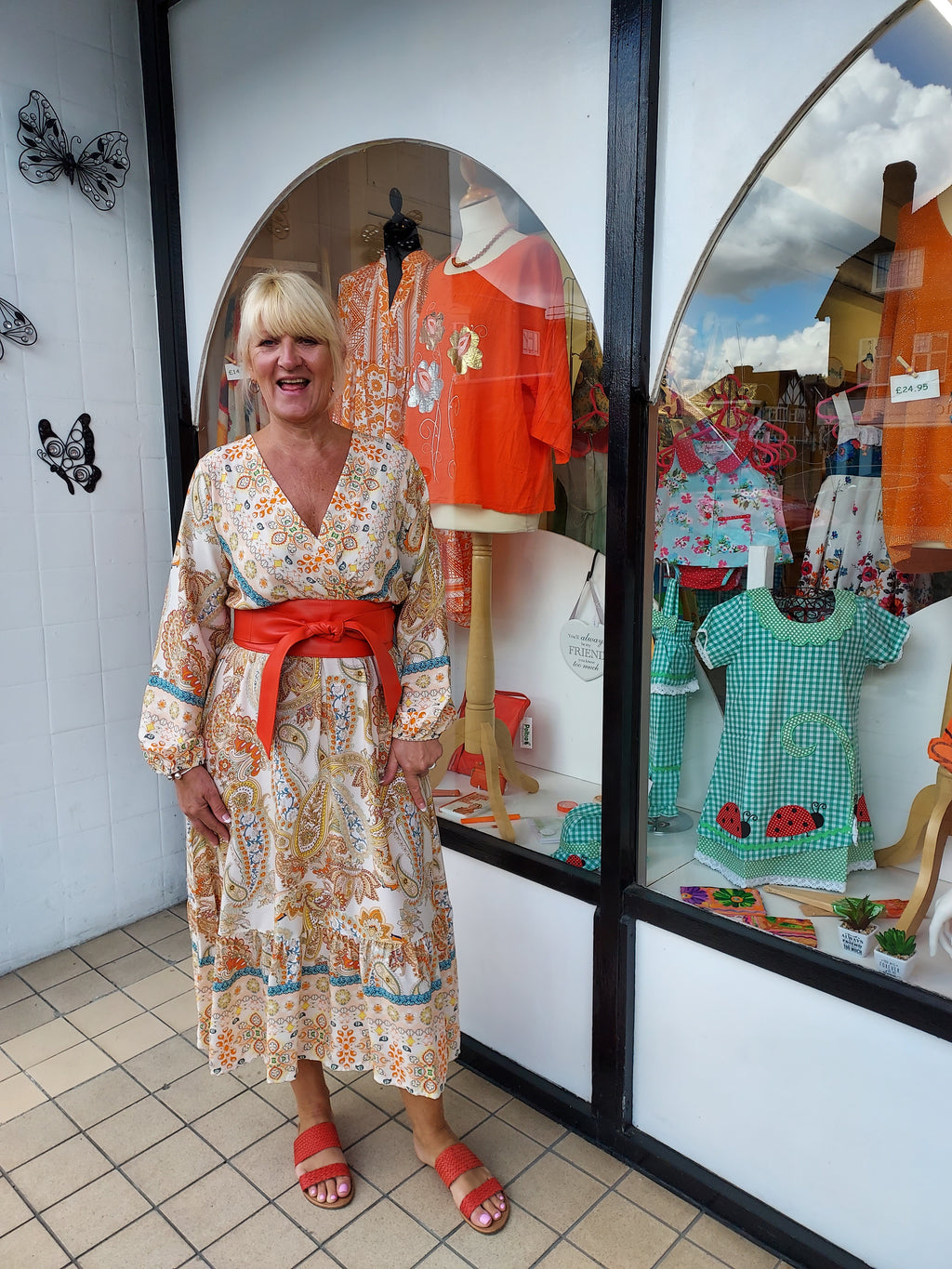 Orange Leather Obi Belt