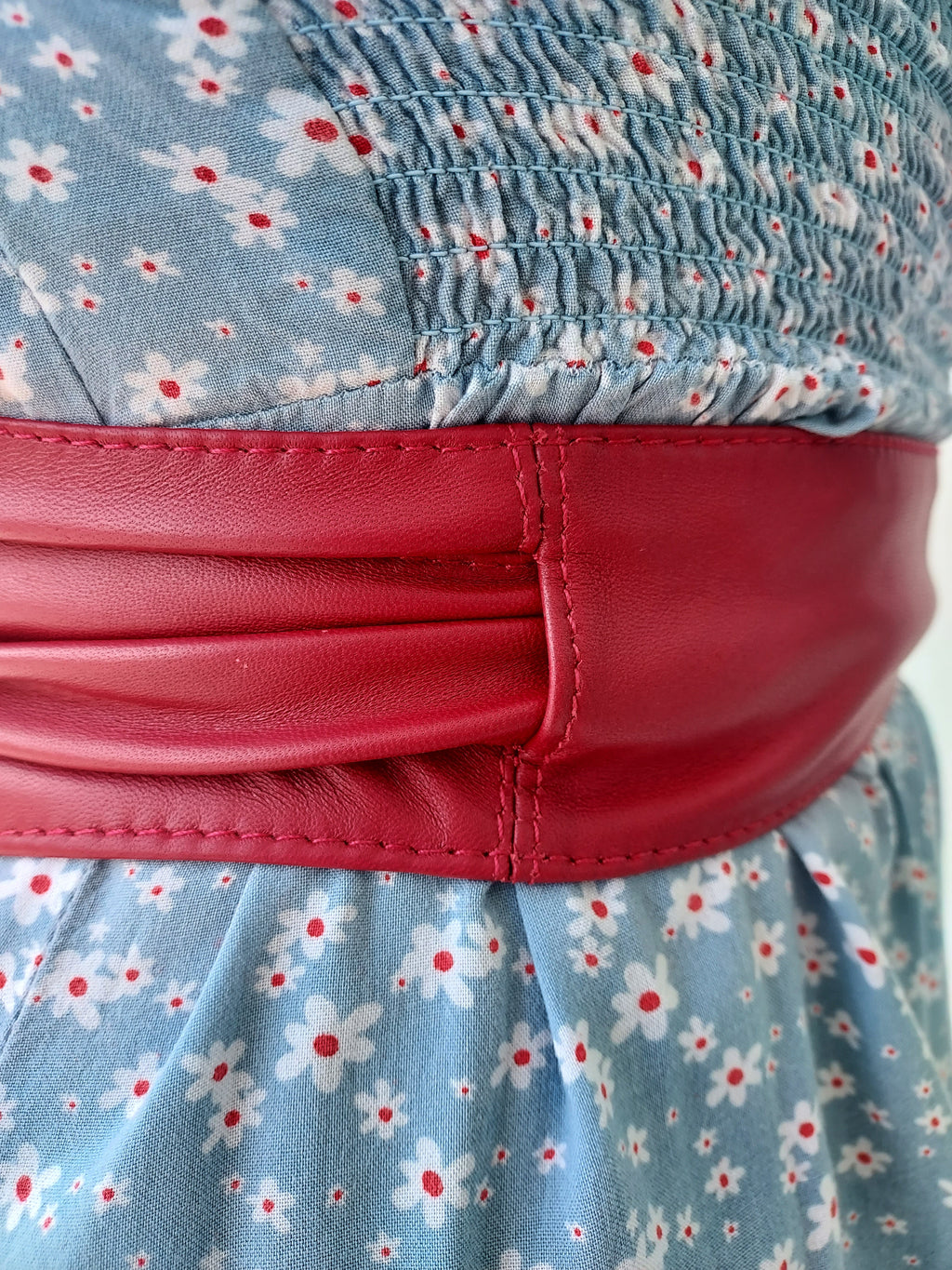 Red Leather Obi Belt