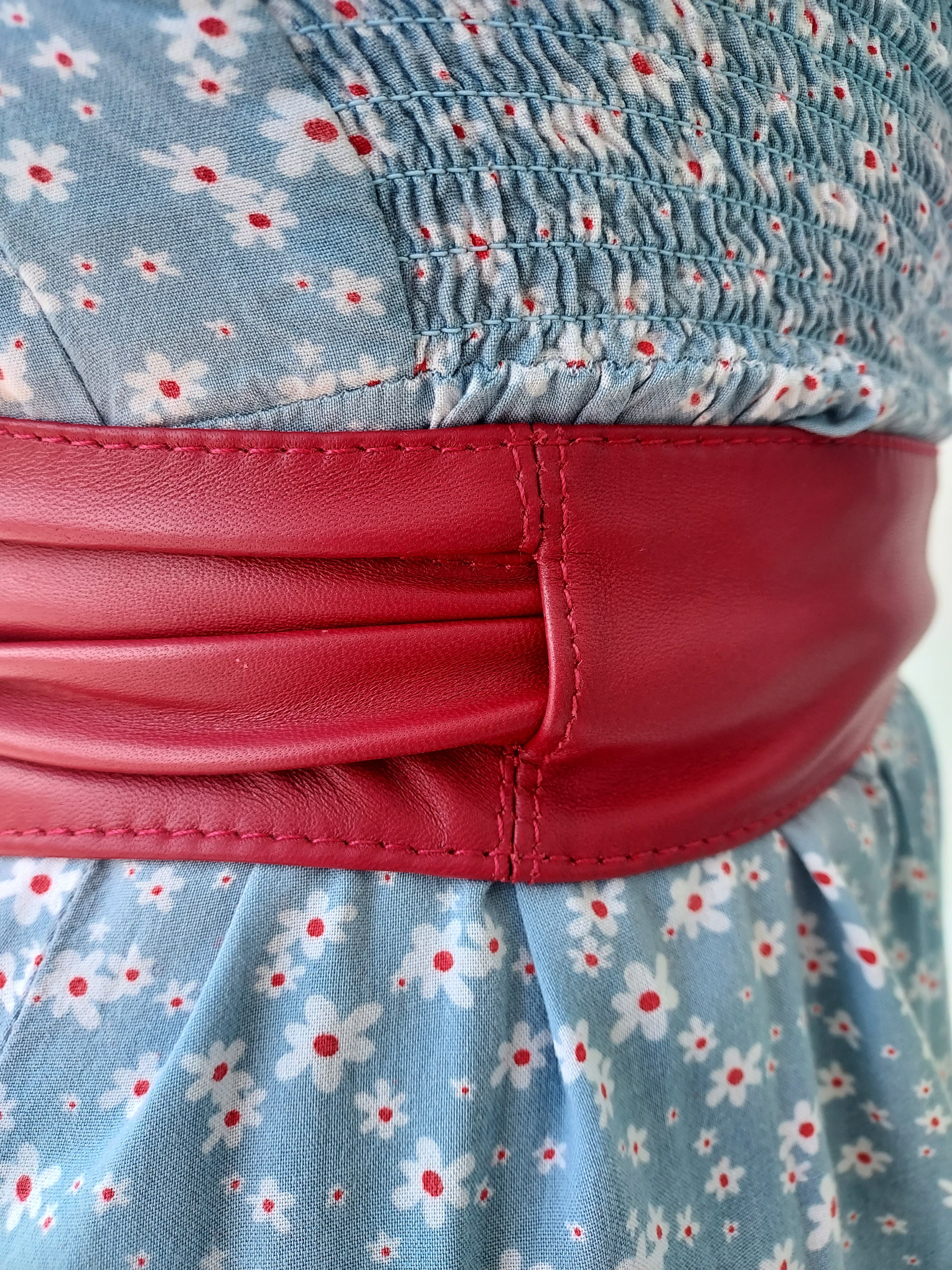 Red Leather Obi Belt