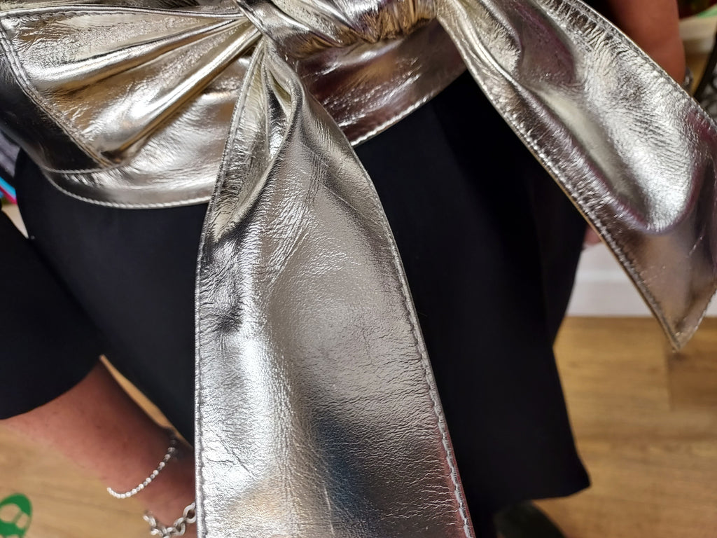 Silver Leather Obi Belt