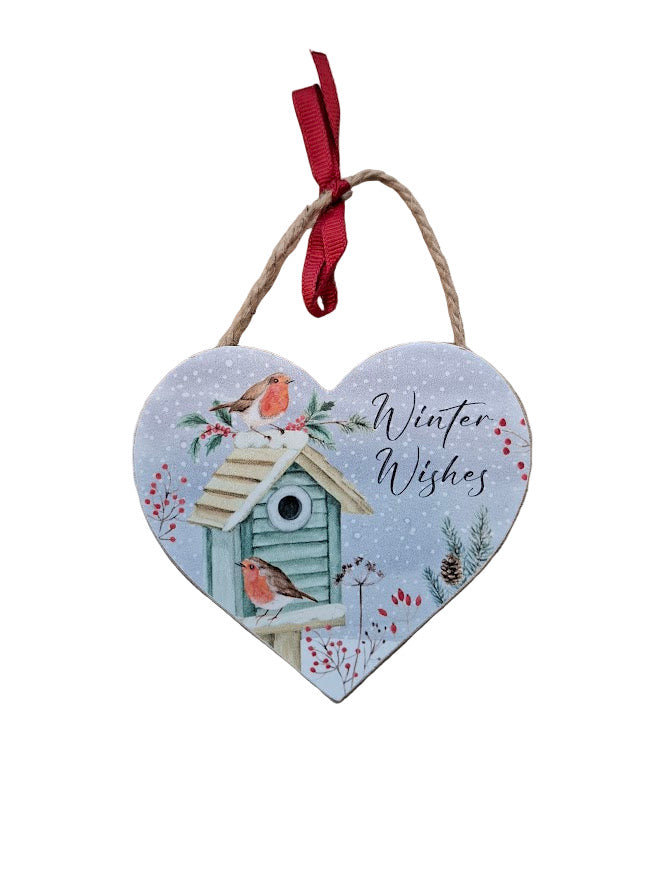 Christmas Heart Robin Decoration