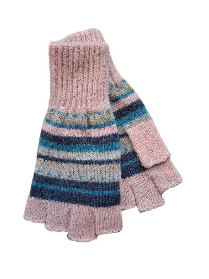Fingerless Striped Knitted Gloves