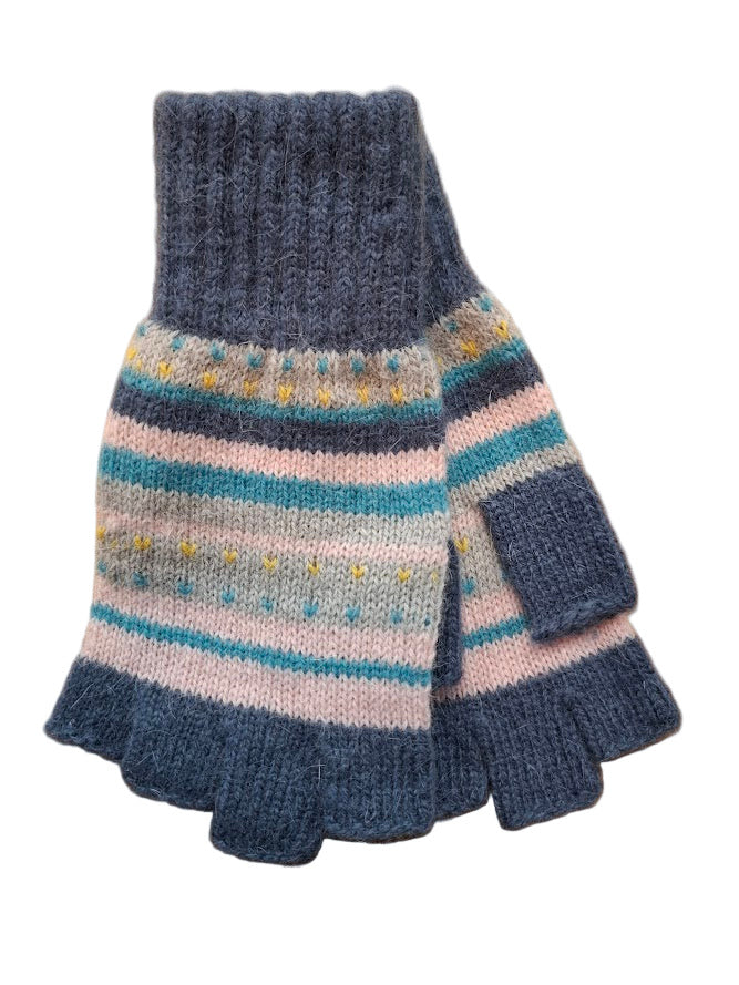 Fingerless Striped Knitted Gloves