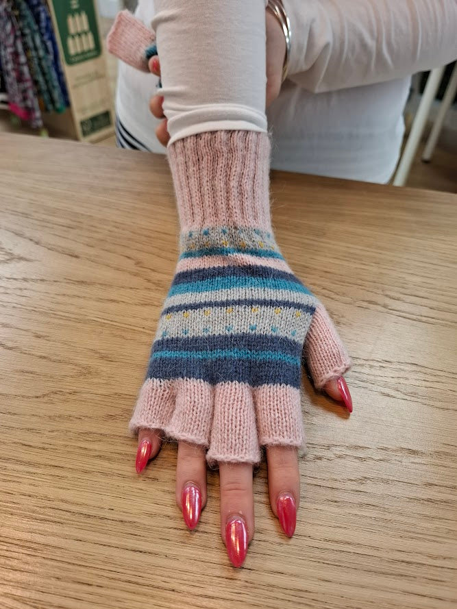 Fingerless Striped Knitted Gloves
