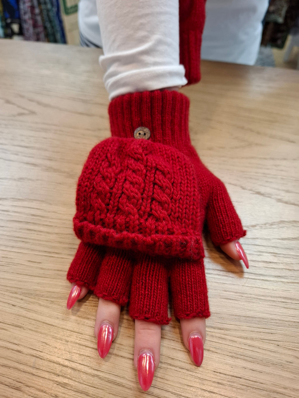 Plain Knitted Fingerless Mittens