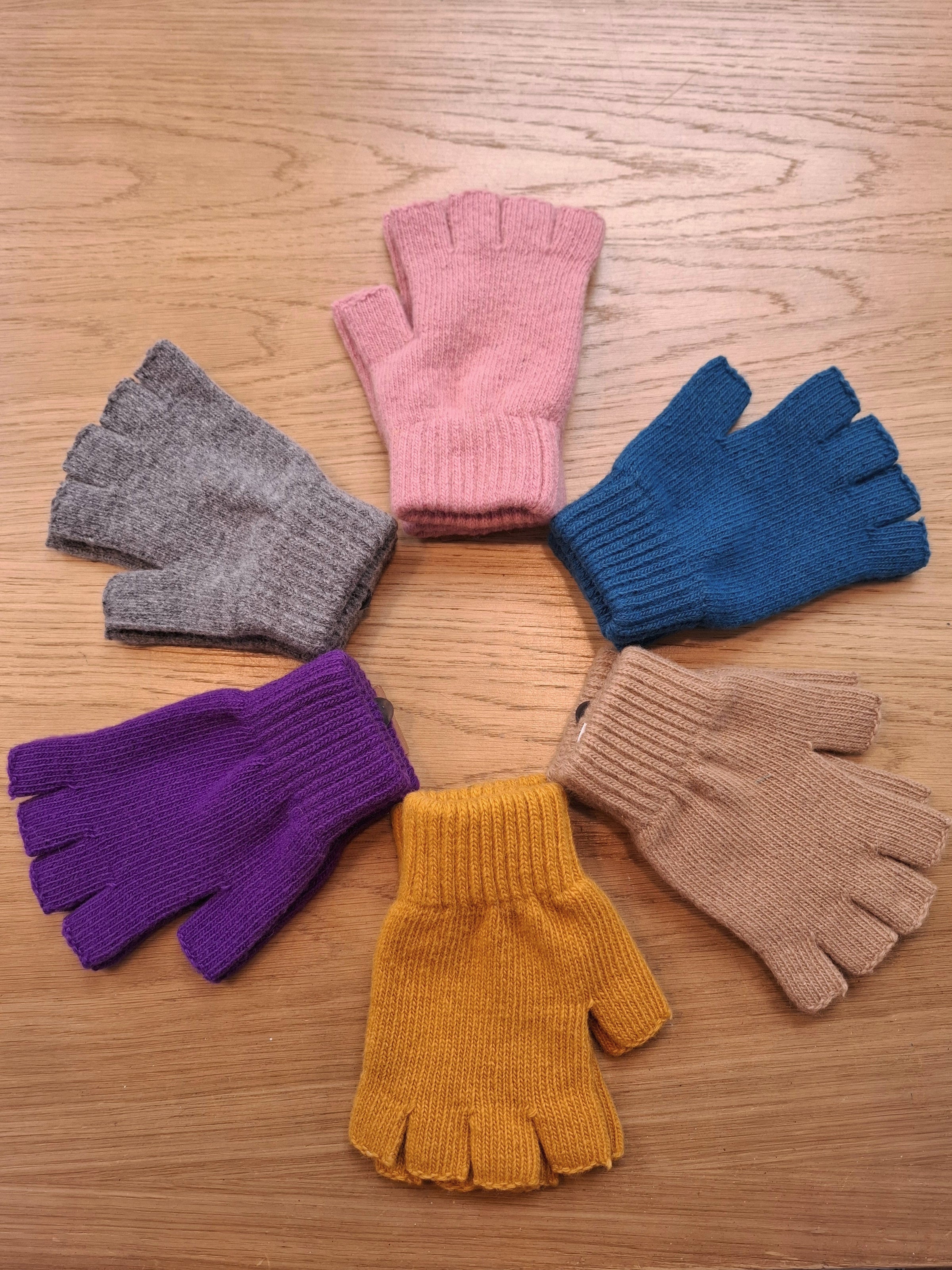 Plain Fingerless Knitted Gloves