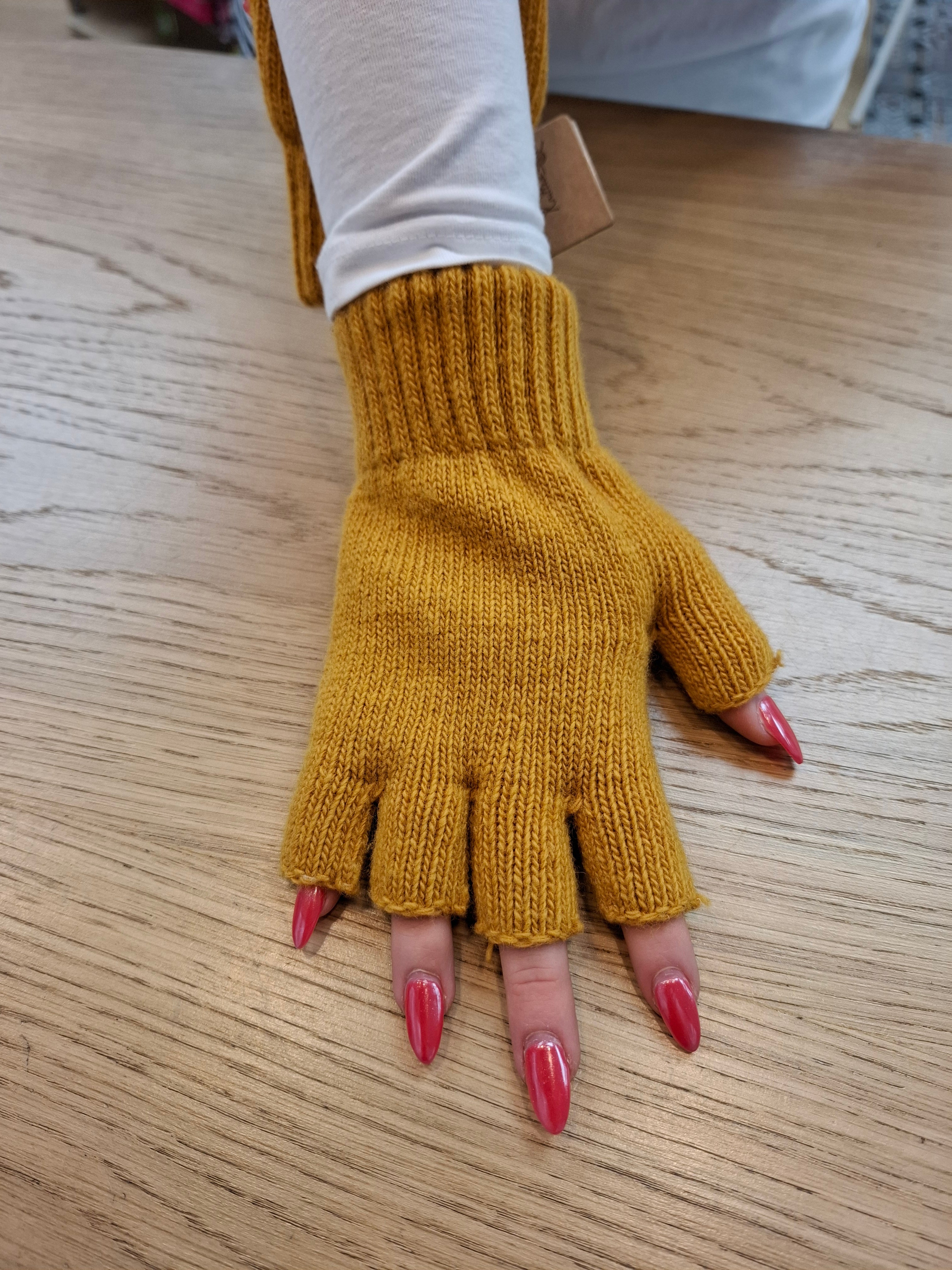Plain Fingerless Knitted Gloves