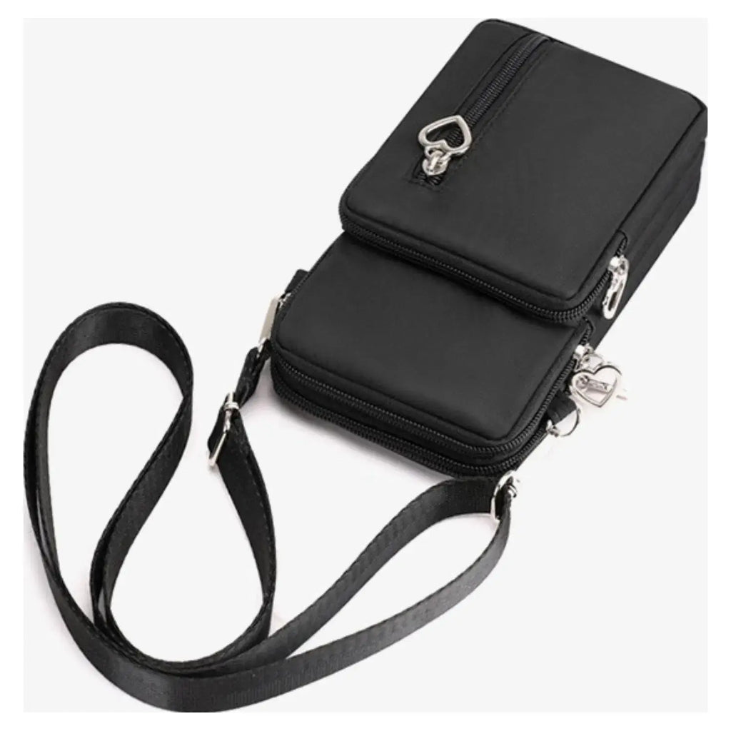 Triple Love Heart Zipper Mobile Phone Bag - Plum