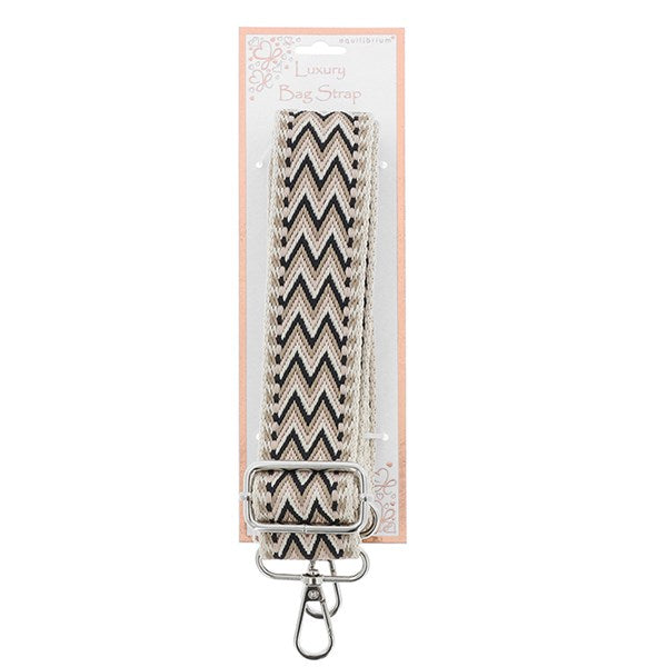 Geometric Patterned Removable Bag Strap with Silver Hardware