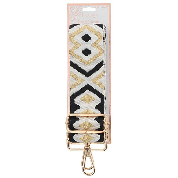 Aztec Patterned Removable Bag Strap with Gold Hardware