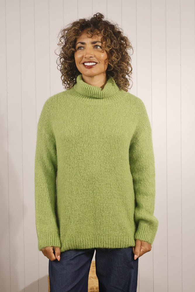 Apple Green Mohair Rollneck Jumper
