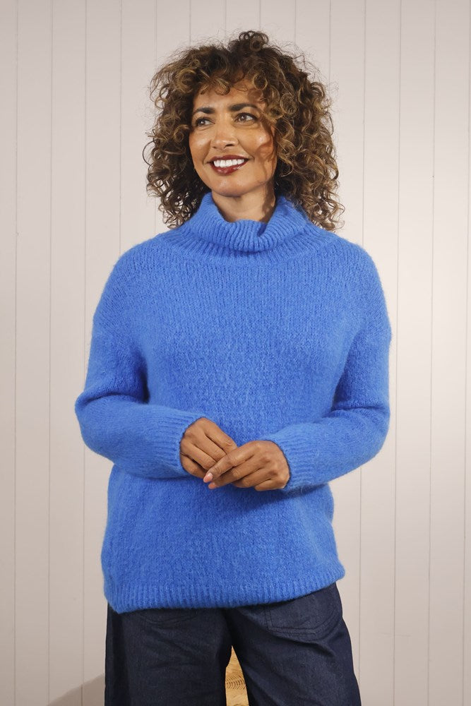 Royal Blue Mohair Rollneck Jumper