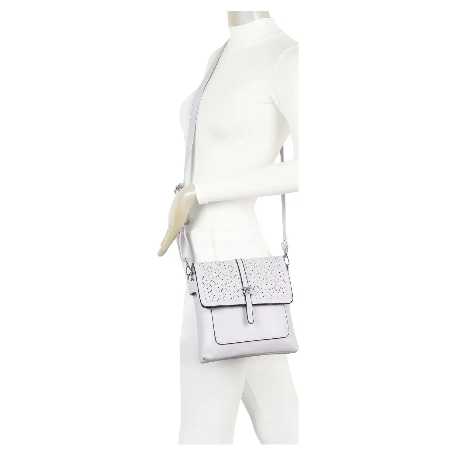 Off-White Fretwork Flap Over Crossbody Handbag