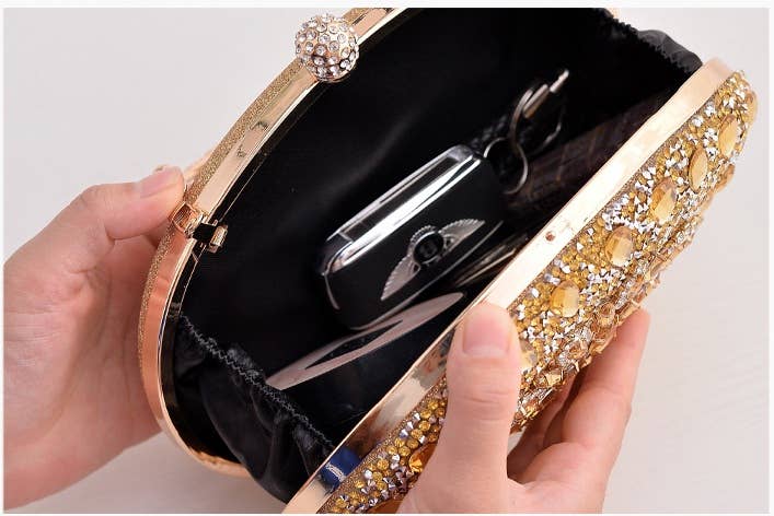 Black Beaded Embellished Evening Clutch Bag