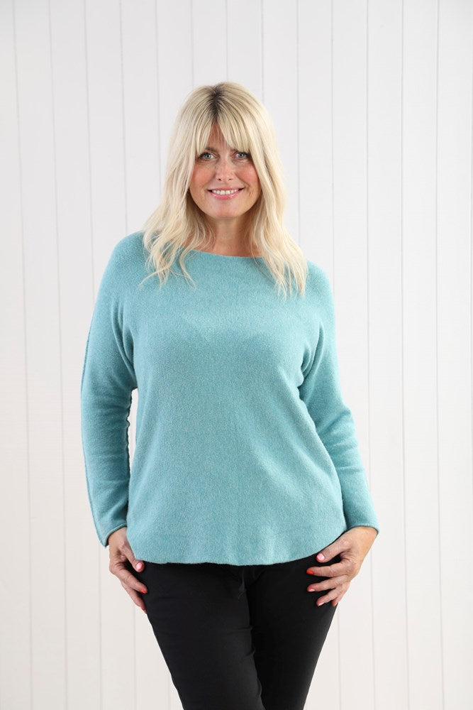 Turquoise Scoop Neck Cosy Jumper