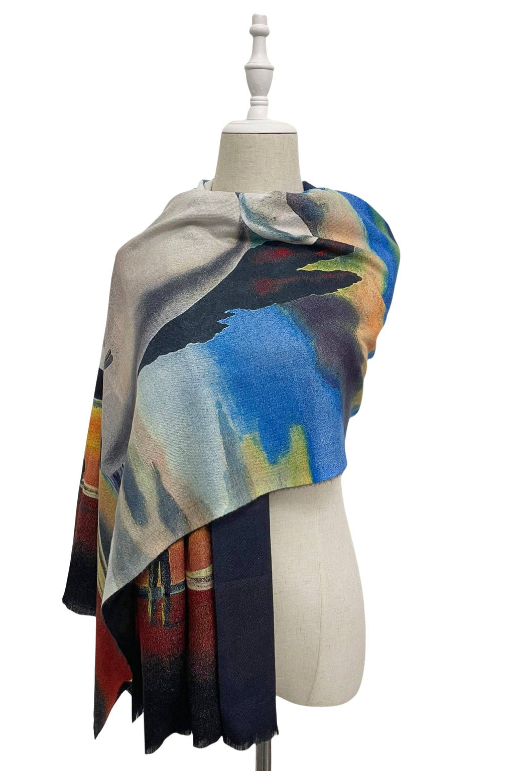 Dali The Persistence Of Memory Art Print Reversible Wool Frayed Scarf: Multi