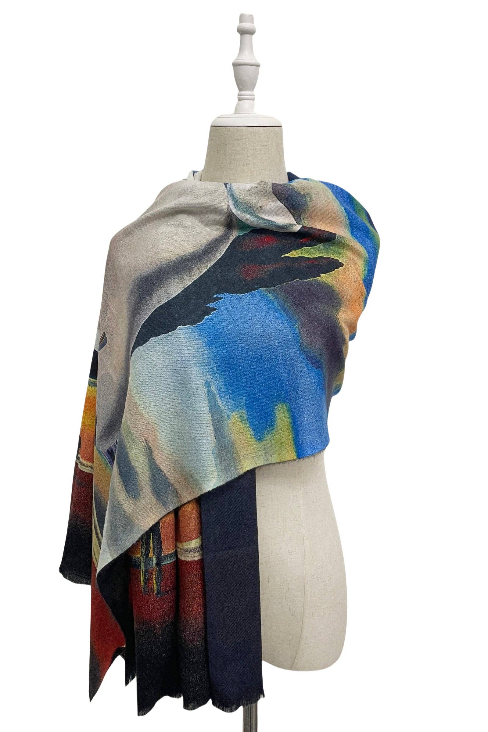 Dali The Persistence Of Memory Art Print Reversible Wool Frayed Scarf: Multi