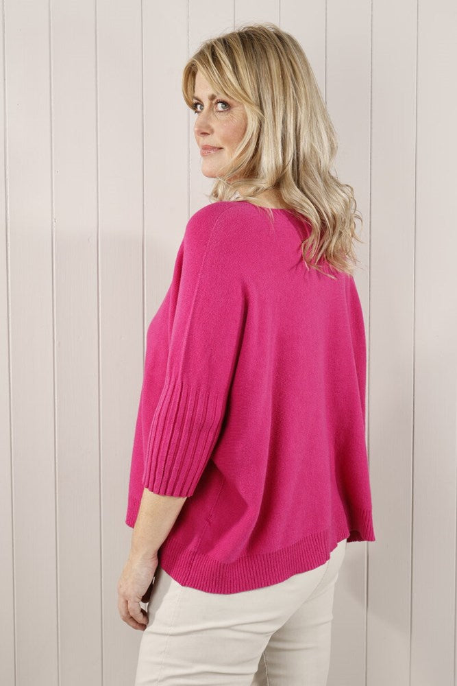 Scoop Neck Ribbed Sleeve Knitted Top