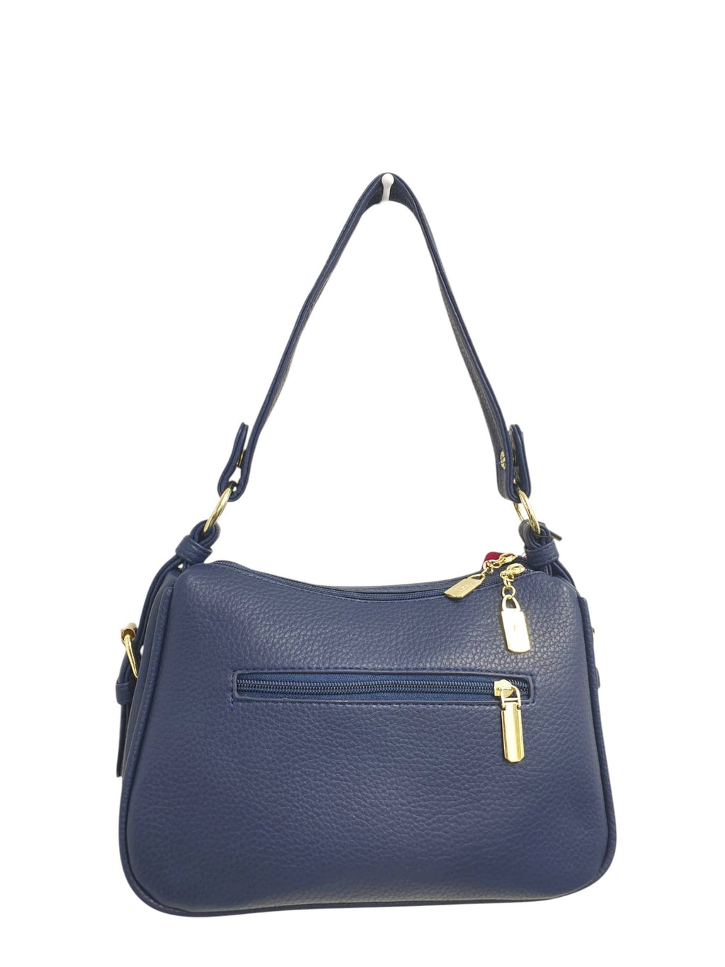 Navy Soft PU Hobo Shoulder Bag with Gold Hardware
