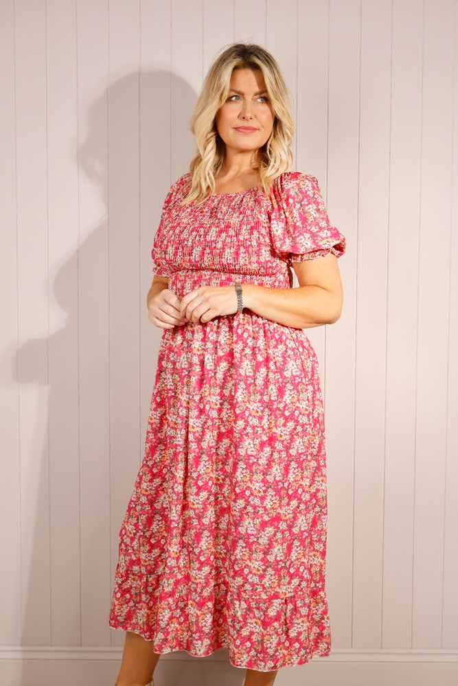 Ditsy Flower Puff Sleeve Maxi Dress