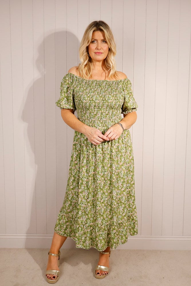 Ditsy Flower Puff Sleeve Maxi Dress