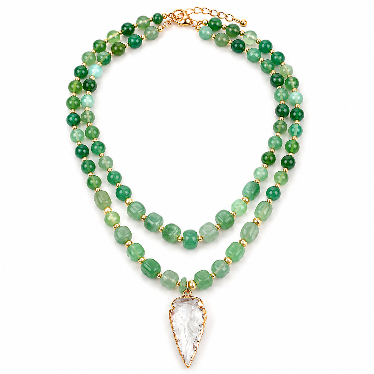 Green Agate Crystal Athena Necklace