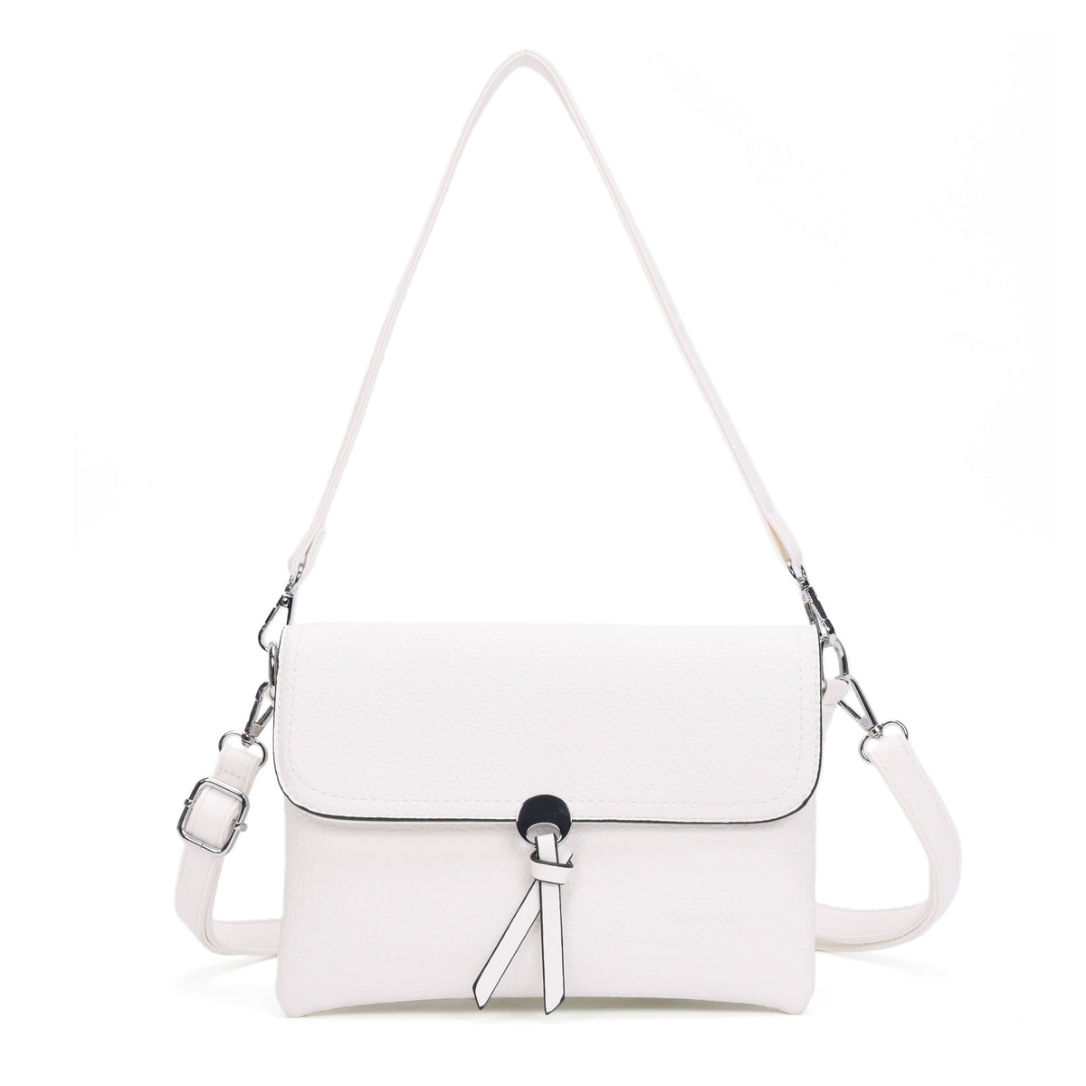 White Flap Crossbody Shoulder Bag with Two Straps