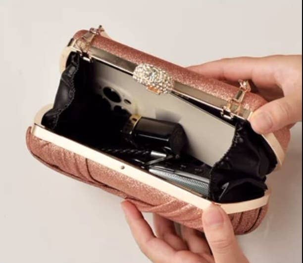 Knot Design Evening Bag with Diamante Clasp Opening Clutch - Silver