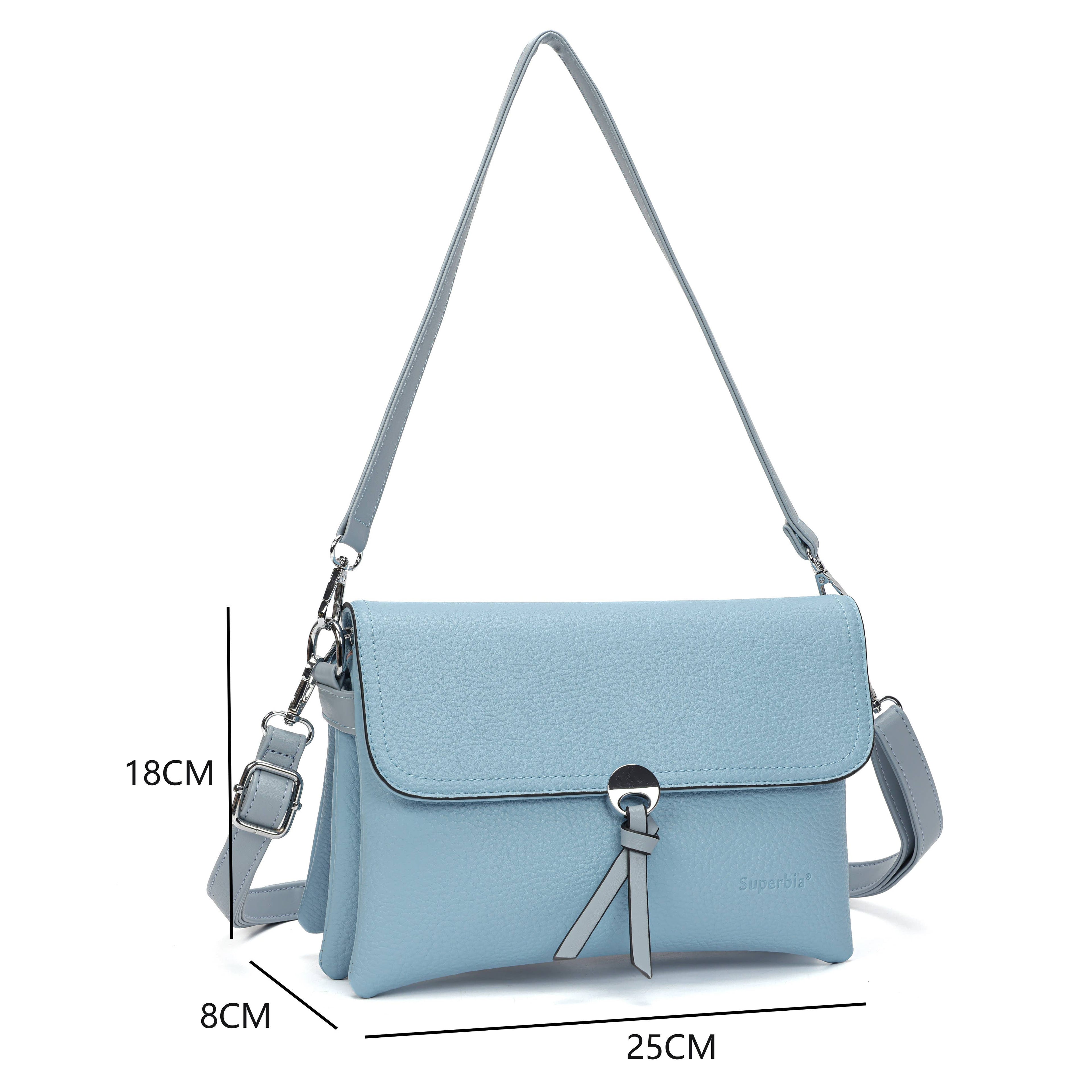 Black Flap Crossbody Shoulder Bag with Silver Hardware