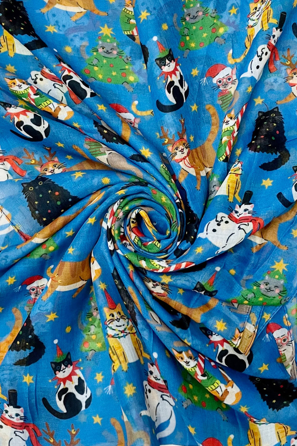 Christmas Cat Scarf - Blue