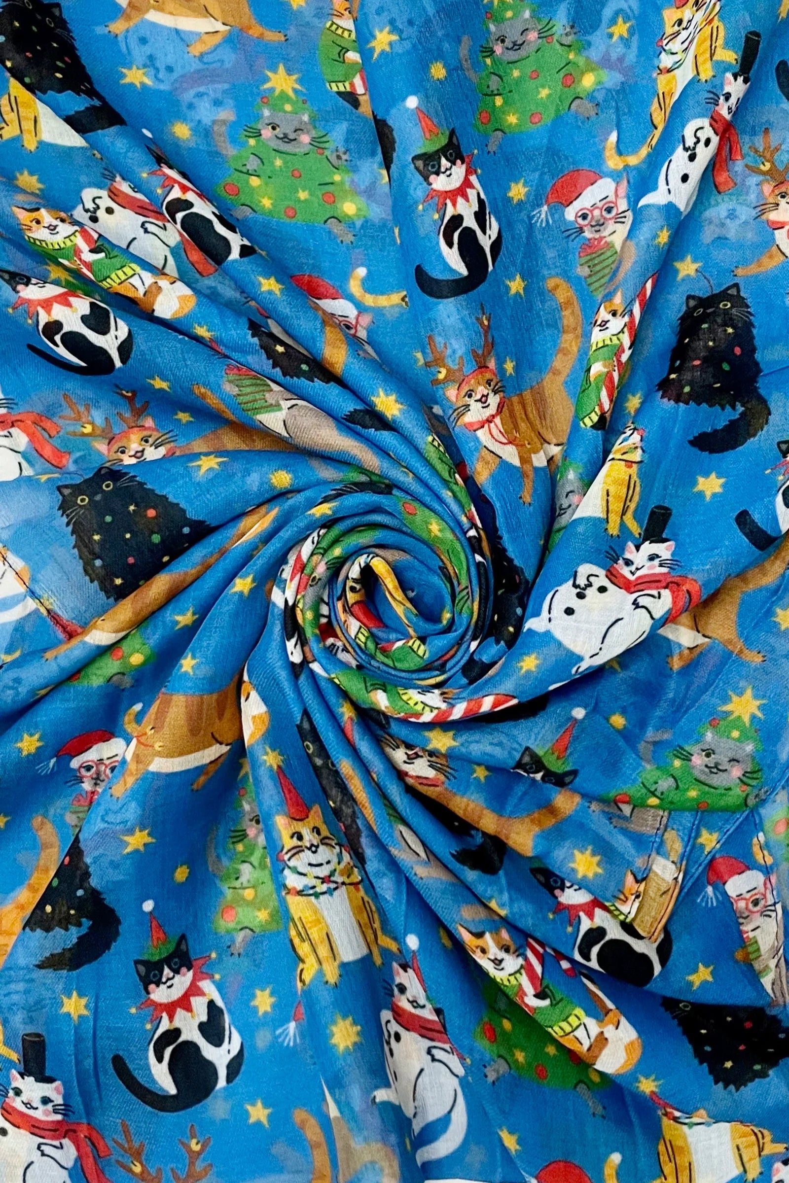 Christmas Cat Scarf - Blue