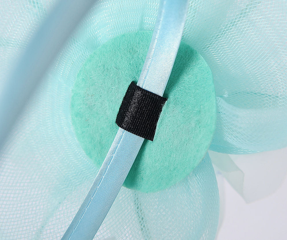 Mint Green Mesh Fascinator Headband with Rose & Feather Accents