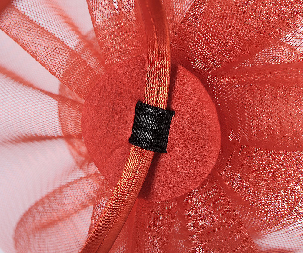 Elegant Red Mesh Rose Fascinator Headband