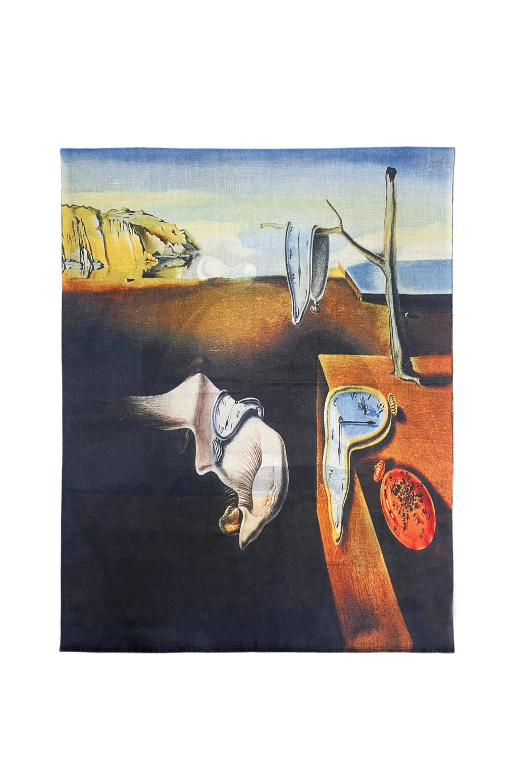 Dali The Persistence Of Memory Art Print Reversible Wool Frayed Scarf: Multi