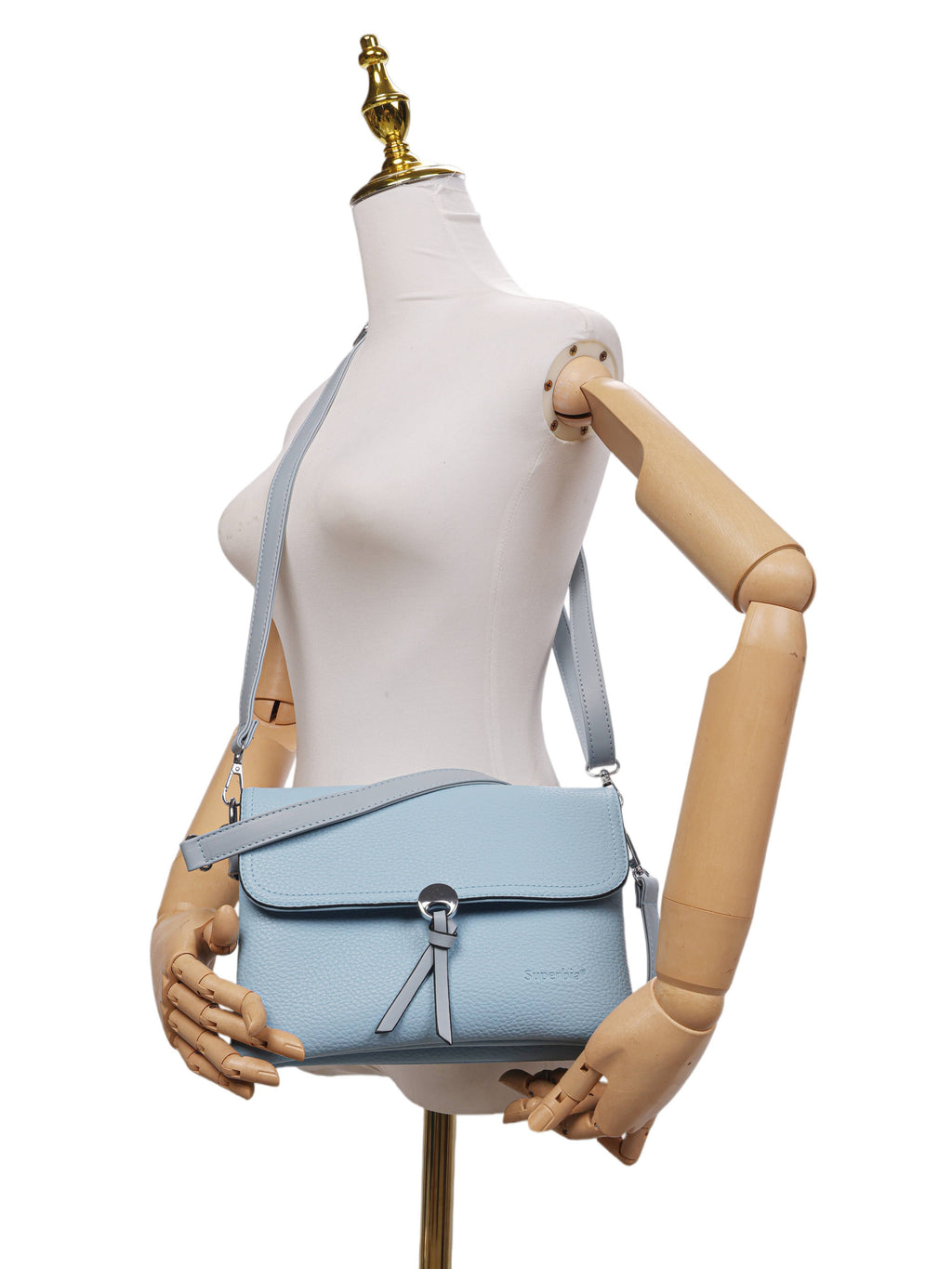White Flap Crossbody Shoulder Bag with Two Straps