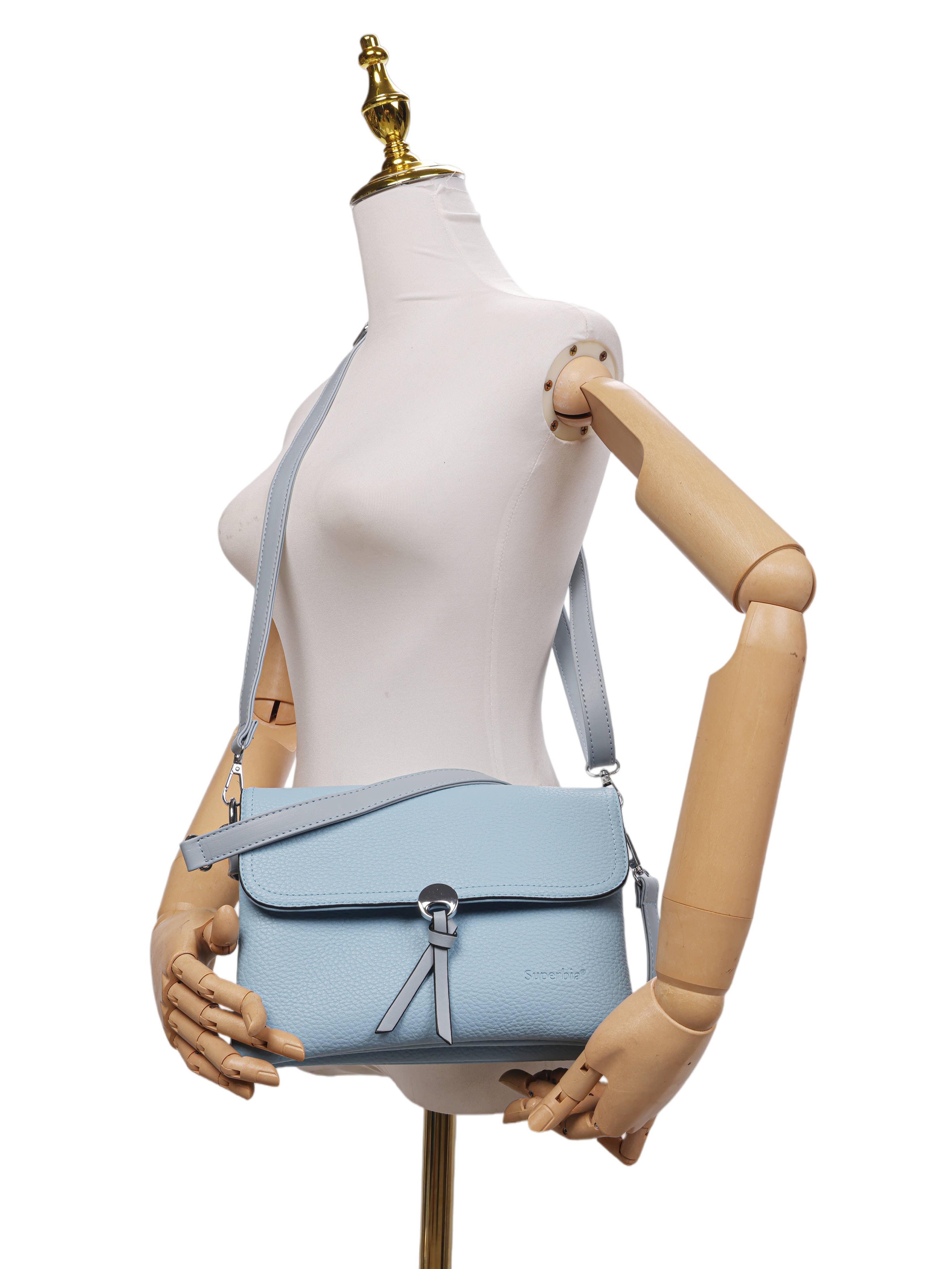 White Flap Crossbody Shoulder Bag with Two Straps