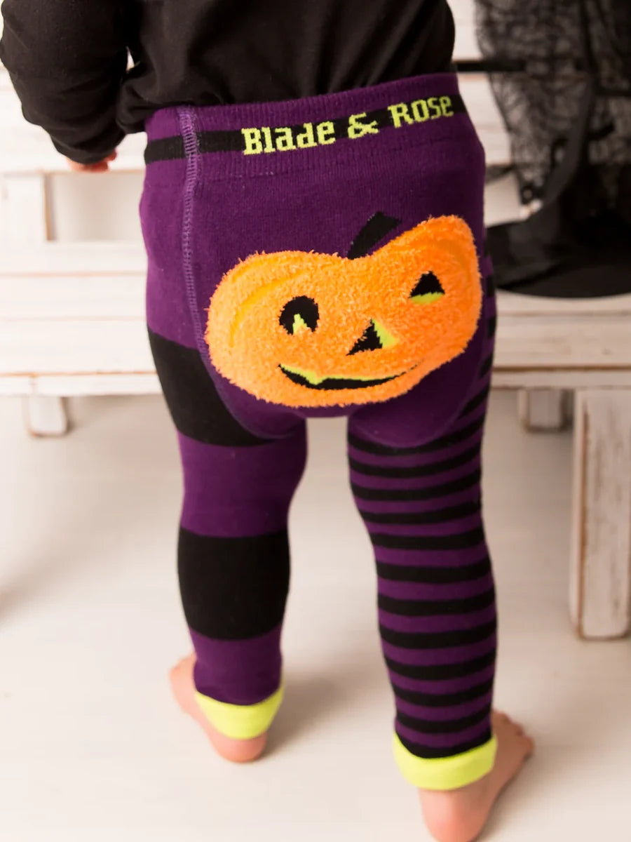 Halloween Fluffy Pumpkin Kids Leggings