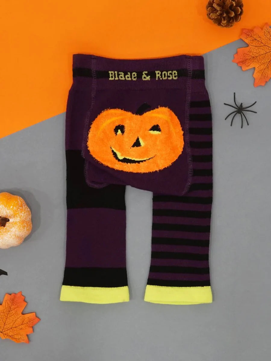 Halloween Fluffy Pumpkin Kids Leggings
