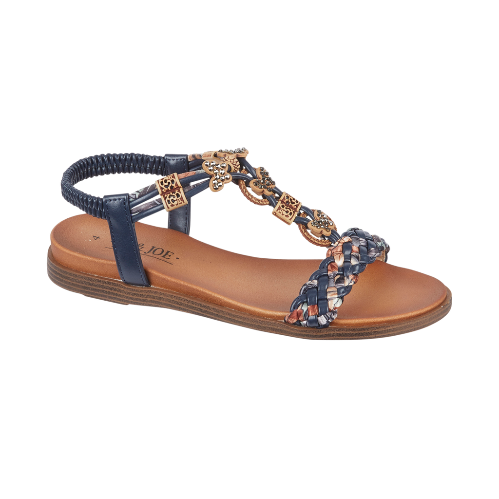 Crete Navy Embellished Butterfly Strap