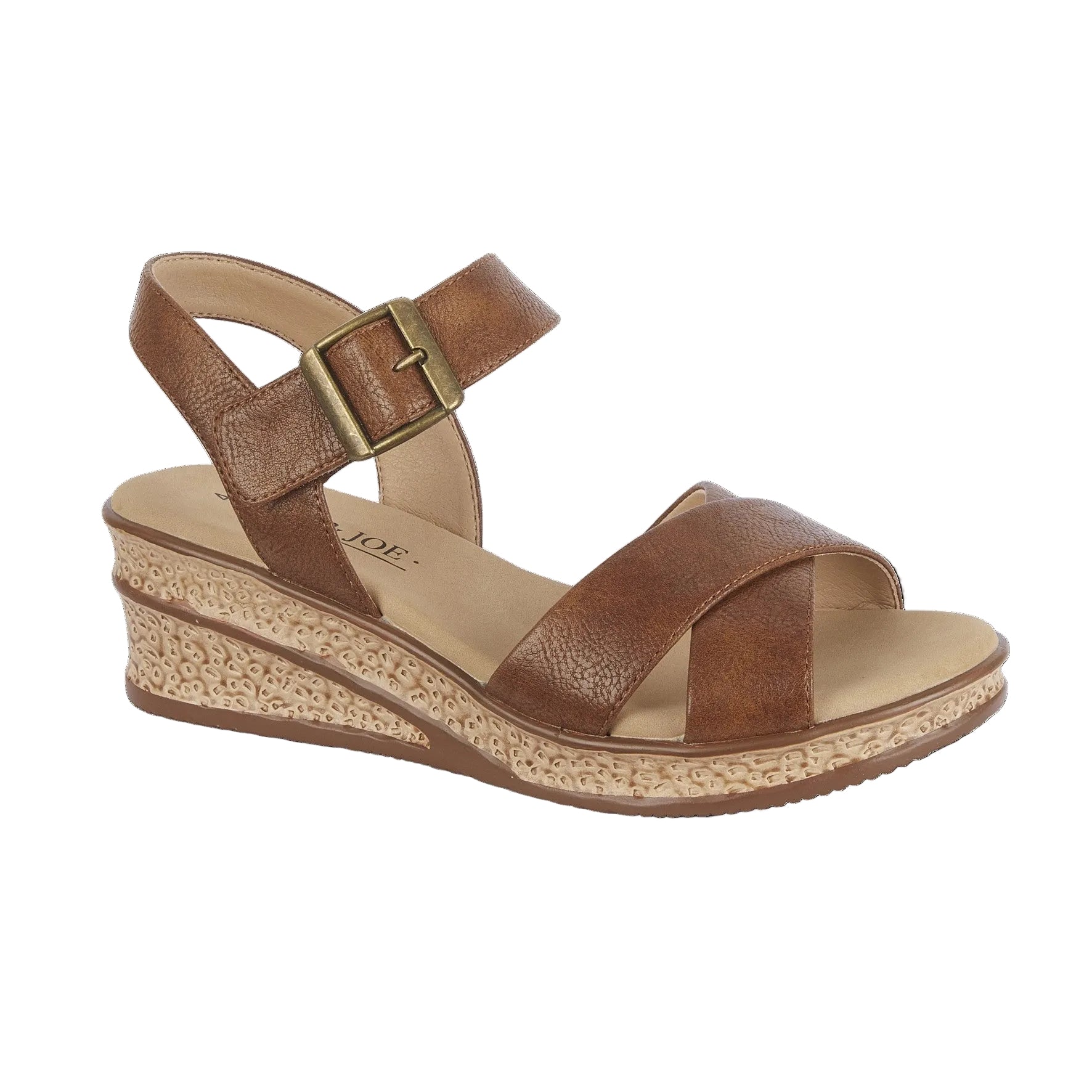 Devotion Brown Strappy Wedge Sandal