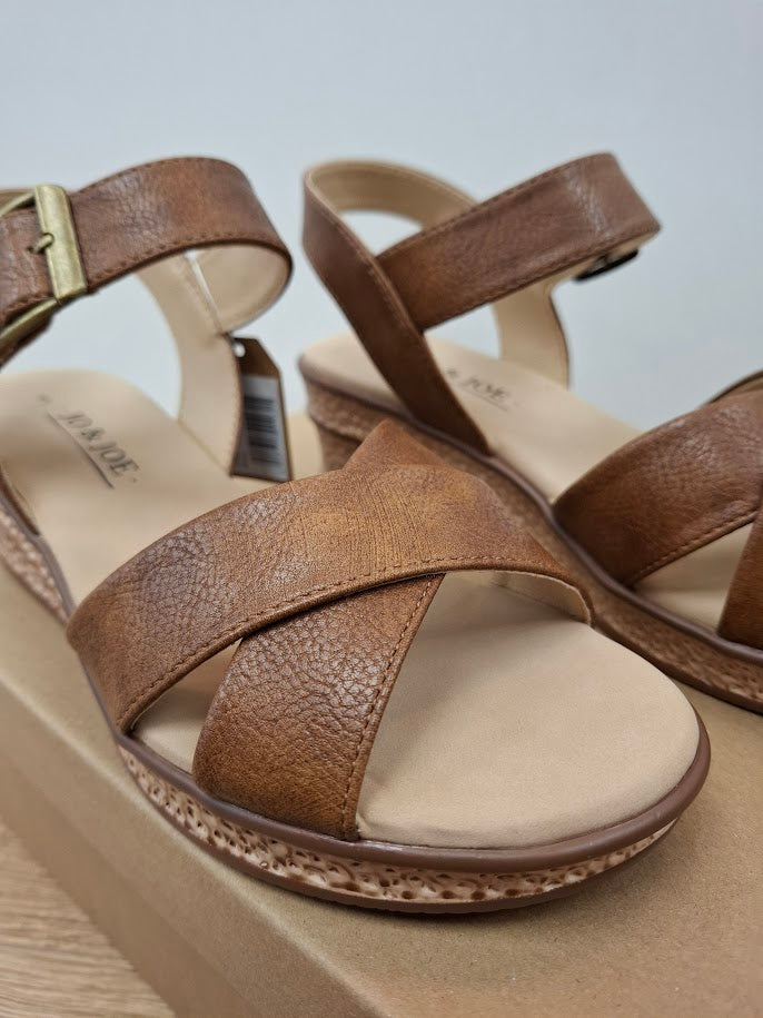 Devotion Brown Strappy Wedge Sandal